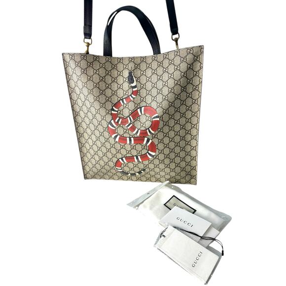 Gucci Monogram Snake Tote Bag - Picture 2 of 8